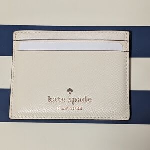 Kate Spade New York Cream Saffiano Leather Card Holder | NWT